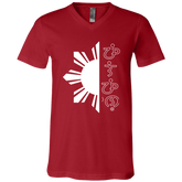 Filipino in Baybayin Script Half Sun Unisex Jersey V-Neck T-Shirt